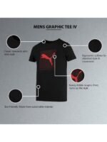 Puma Men Black Graphic Slim Fit T-Shirt