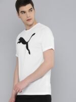 Puma Men White ACTIVE Big Logo Printed dryCELL Round Neck T-shirt