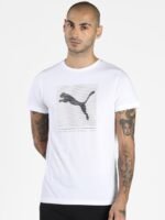 Puma Men White & Grey Graphic Printed Slim Fit T-shirt