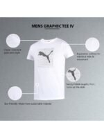 Puma Men White & Grey Graphic Printed Slim Fit T-shirt