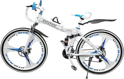 QUESEC Kai Bikes New X6 Series BM Cycle 21 Gears � Carbon Steel Foldable Cycle with Dual Suspension - White