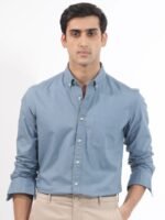 RARE RABBIT Men Auxfo Slim Fit Button-Down Collar Opaque Cotton Shirt