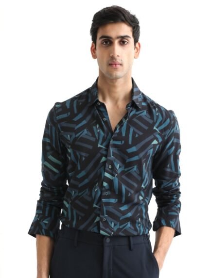 RARE RABBIT Men Ballet Abstract Printed Slim Fit Shirt