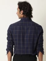 RARE RABBIT Men Corneto Slim Fit Windowpane Checked Cotton Formal Shirt