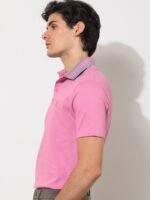 RARE RABBIT Men Divide Polo Collar Slim Fit Cotton T-Shirt