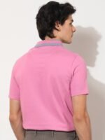 RARE RABBIT Men Divide Polo Collar Slim Fit Cotton T-Shirt