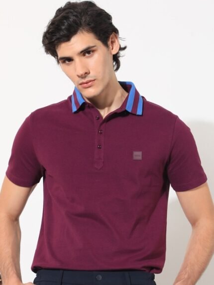 RARE RABBIT Men Divide Regular Fit Polo Collar Cotton T-Shirt