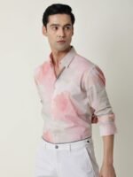 RARE RABBIT Men Fife Pink Slim Fit Shirt