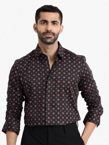 RARE RABBIT Men Freya Slim Fit Ethnic Motifs Printed Shirt