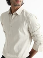 RARE RABBIT Men Gazan Slim Fit Spread Collar Cotton Shirt