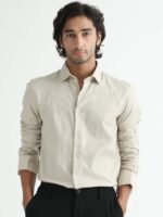 RARE RABBIT Men Gazan Slim Fit Spread Collar Cotton Shirt