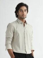 RARE RABBIT Men Gazan Slim Fit Spread Collar Cotton Shirt