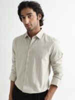 RARE RABBIT Men Gazan Slim Fit Spread Collar Cotton Shirt