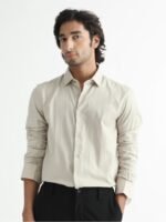 RARE RABBIT Men Gazan Slim Fit Spread Collar Cotton Shirt