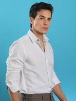 RARE RABBIT Men Otago Spread Collar Slim Fit Cotton Shirt