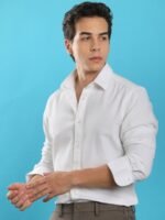 RARE RABBIT Men Otago Spread Collar Slim Fit Cotton Shirt