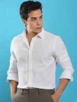 RARE RABBIT Men Otago Spread Collar Slim Fit Cotton Shirt