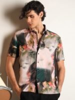 RARE RABBIT Men Painter Slim Fit Printed Cotton Shirt