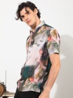 RARE RABBIT Men Painter Slim Fit Printed Cotton Shirt