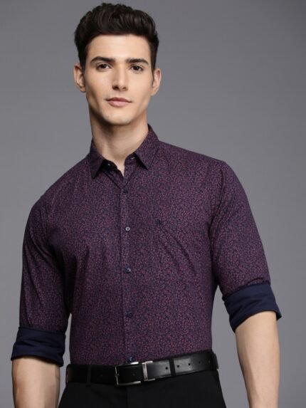 Raymond Premium Slim Fit Floral Printed Pure Cotton Formal Shirt