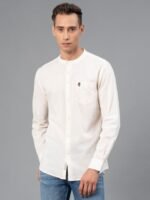 Red Tape Mandarin Collar Cotton Linen Casual Shirt