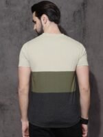 Roadster Men Beige Colourblocked Raw Edge T-shirt