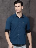 Roadster Men Black & Blue Regular Fit Solid Reversible Sustainable Casual Shirt