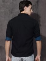 Roadster Men Black & Blue Regular Fit Solid Reversible Sustainable Casual Shirt