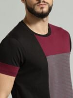 Roadster Men Black Colorblocked Round Neck Pure Cotton T-shirt