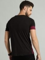 Roadster Men Black Colorblocked Round Neck Pure Cotton T-shirt