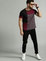 Roadster Men Black Colorblocked Round Neck Pure Cotton T-shirt