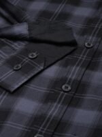 Roadster Men Black & Grey Checked Pure Cotton Casual Shirt