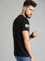 Roadster Men Black Printed Cotton Pure Cotton T-shirt