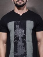 Roadster Men Black Printed Henley T-shirt