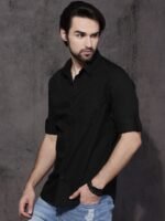 Roadster Men Black Pure Cotton Sustainable Casual Shirt