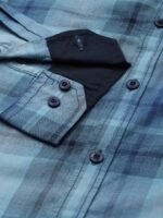 Roadster Men Blue & Black Tartan Checked Pure Cotton Sustainable Casual Shirt