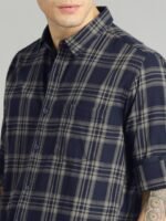 Roadster Men Blue & Grey Checked Casual Sustainable Shirt