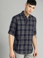 Roadster Men Blue & Grey Checked Casual Sustainable Shirt