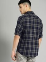 Roadster Men Blue & Grey Checked Casual Sustainable Shirt