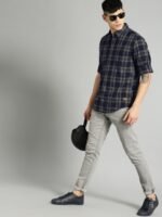 Roadster Men Blue & Grey Checked Casual Sustainable Shirt