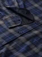 Roadster Men Blue & Grey Regular Fit Checked Casual Sustainable Shirt