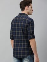 Roadster Men Blue & Grey Regular Fit Checked Casual Sustainable Shirt