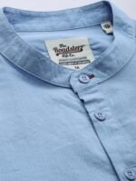 Roadster Men Blue Regular Fit Solid Casual Sustainable Shirt With Half Button Placket