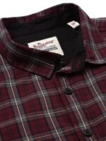 Roadster Men Burgundy & Grey Regular Fit Checked Sustainable Casual Shirt