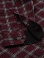 Roadster Men Burgundy & Grey Regular Fit Checked Sustainable Casual Shirt