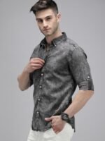 Roadster Men Charcoal Grey Faded Denim Casual Shirt