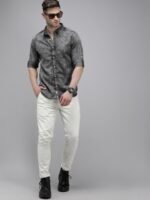 Roadster Men Charcoal Grey Faded Denim Casual Shirt