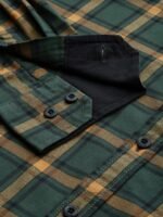 Roadster Men Green & Orange Regular Fit Checked Casual Sustainable Shirt