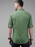 Roadster Men Green Regular Fit Solid Sustainable Casual Shirt