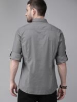 Roadster Men Grey Regular Fit Solid Casual Sustainable Shirt